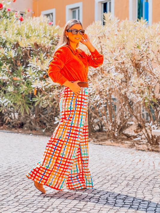 Pantalona xadrez colorido