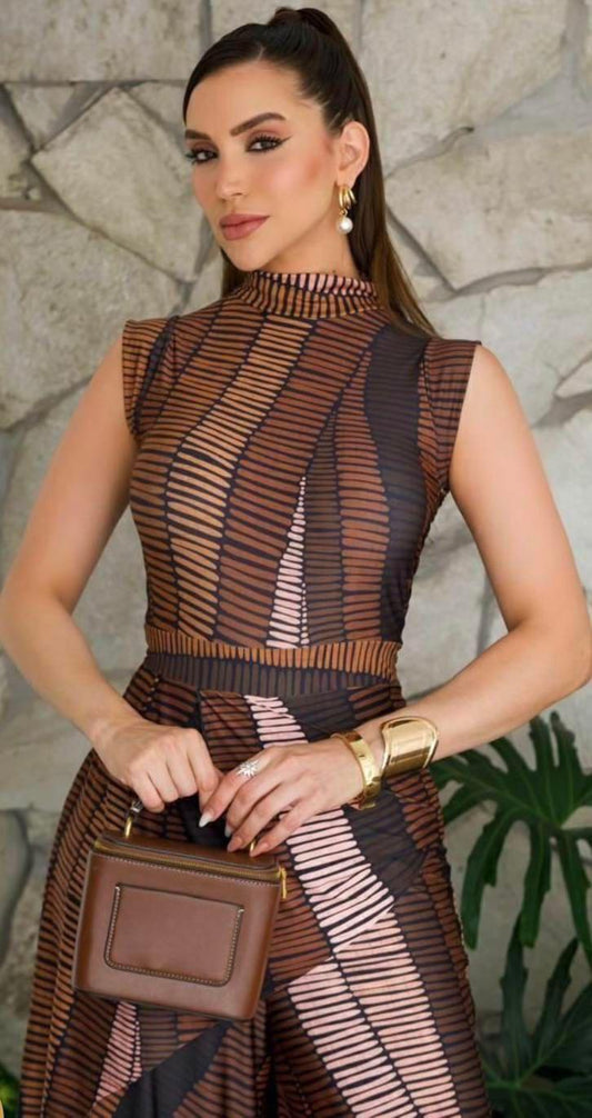 Jumpsuit Brown Espinhado