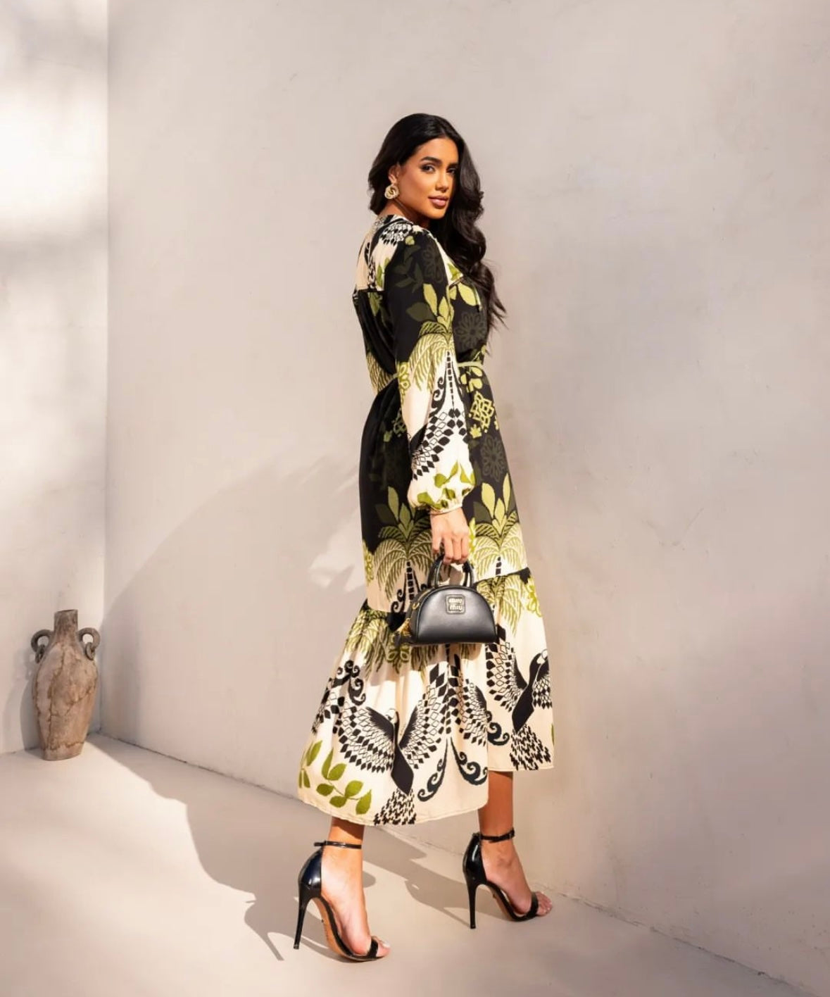 Autumn green leaves dress