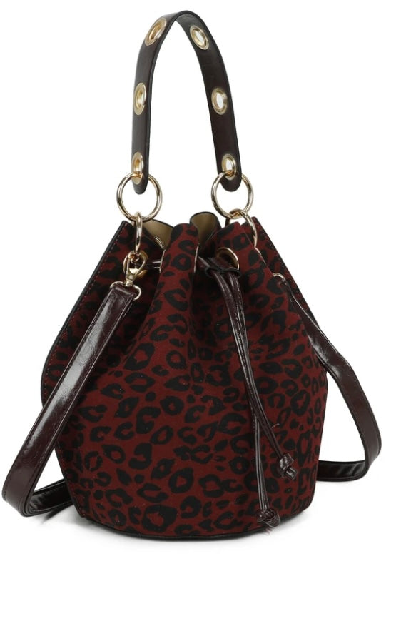 Mala camurça animal print vinho