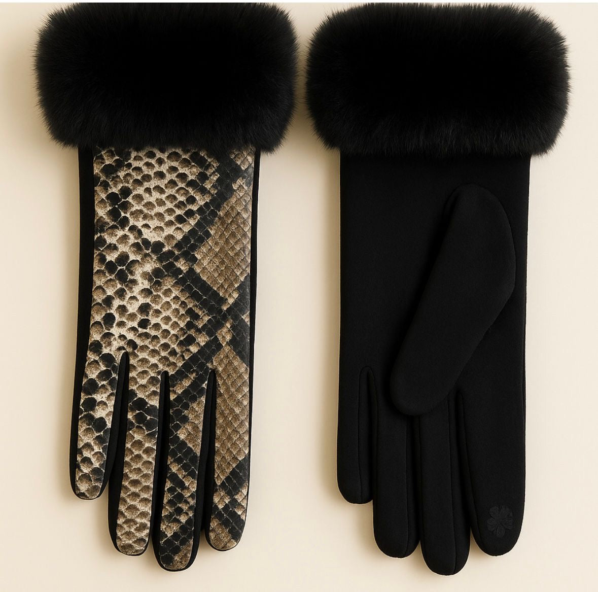 Gray Animal Print Gloves