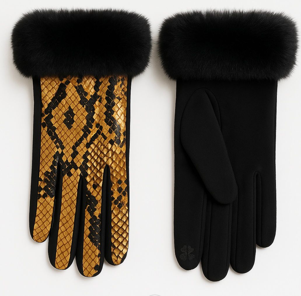 Gold Animal Print Gloves