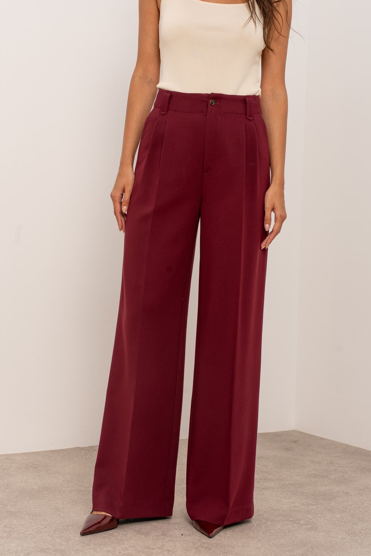 Calça plissada Straight fit