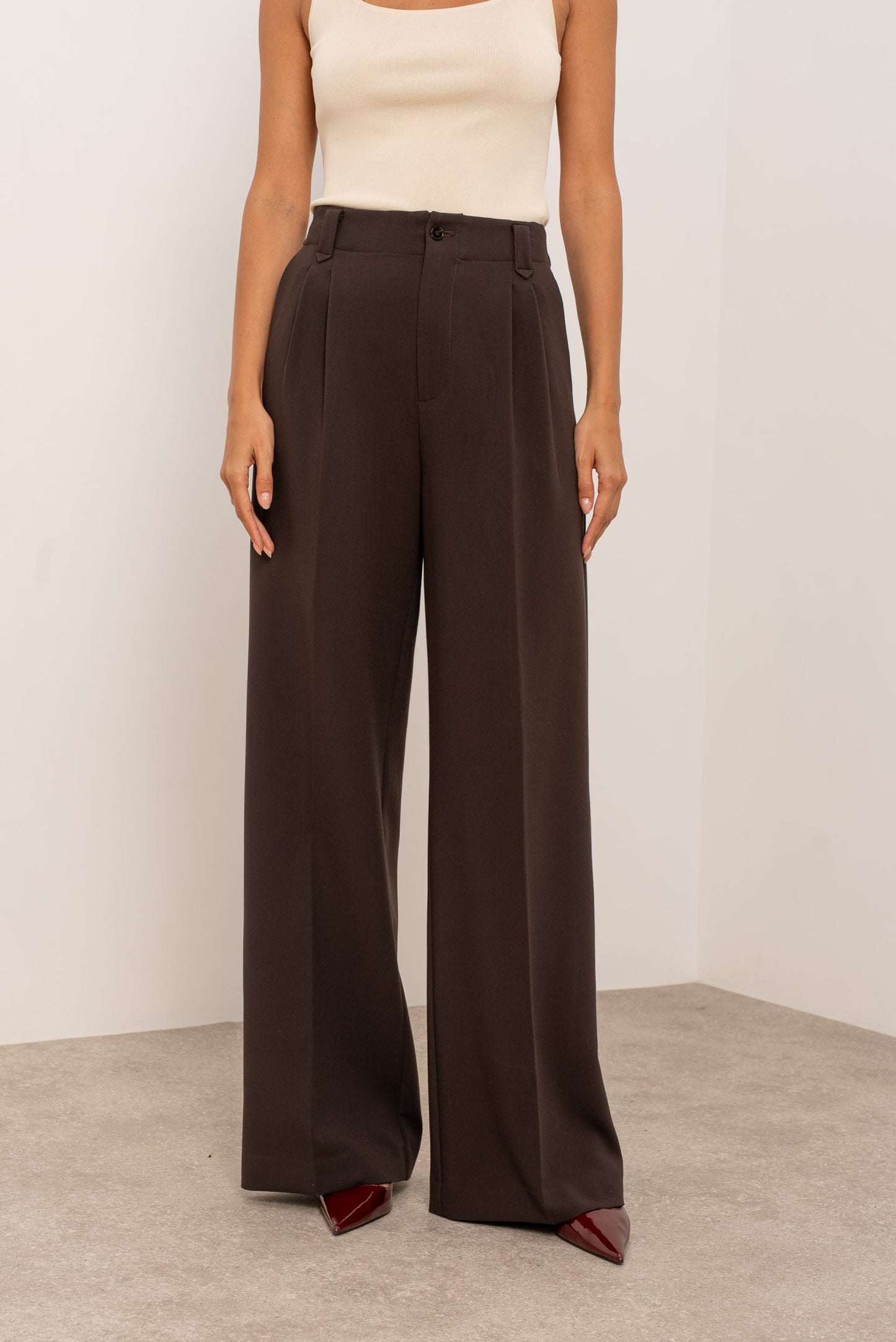 Calça plissada Straight fit