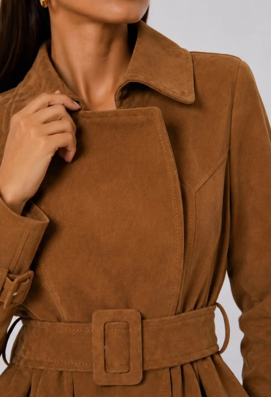 Trench peplum camel
