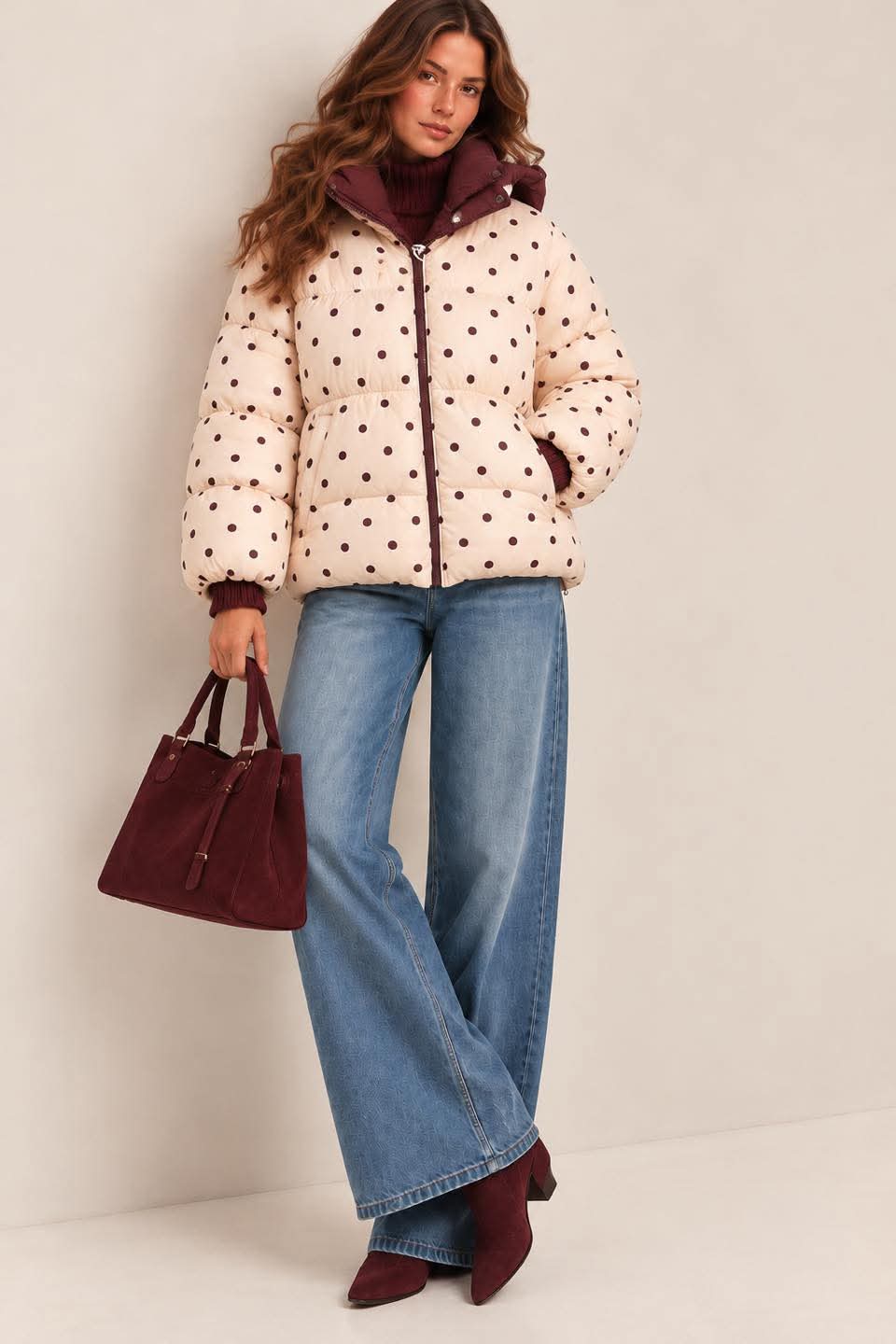 Puffer jacket bolas reversível