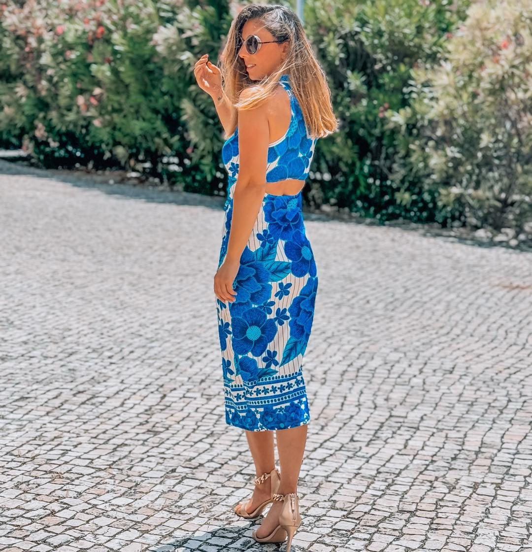 Midi Dress flower blue