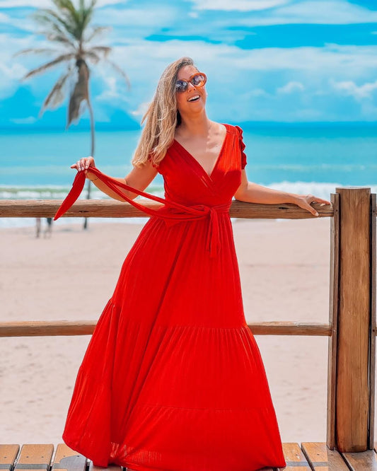 Vermelho malha crepe
