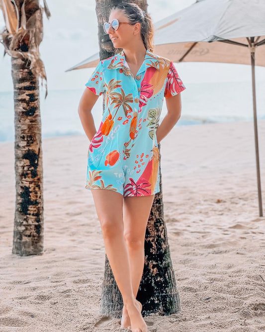 Mini jumpsuit short sleeve