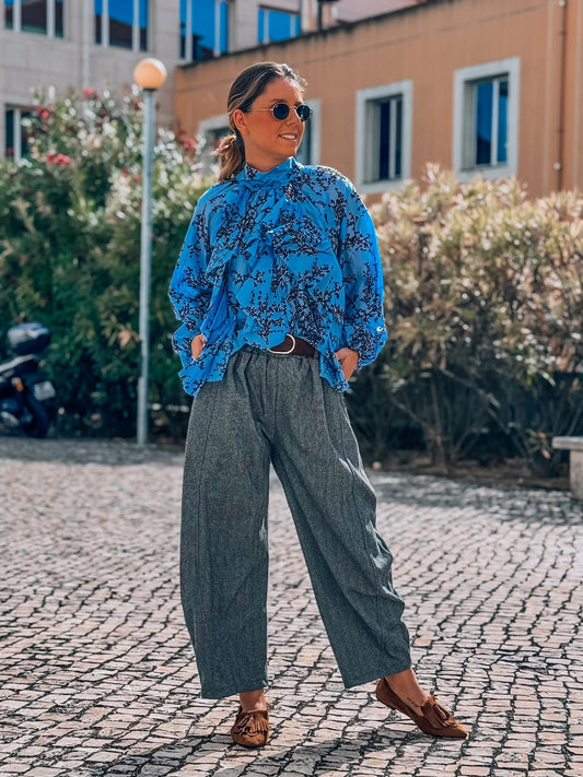 Camiseiro bordado veludo castanho