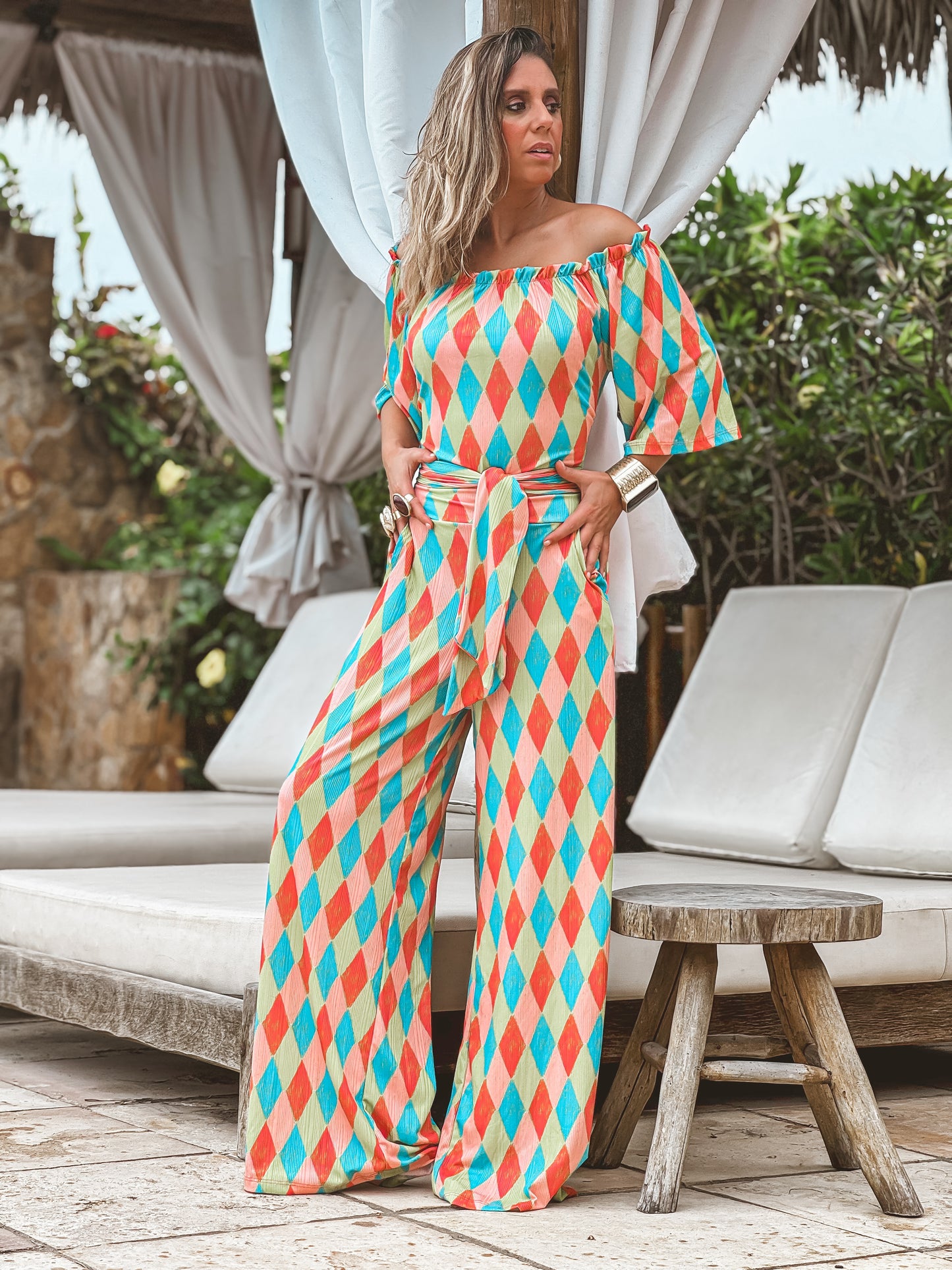 Jumpsuit crepe losango