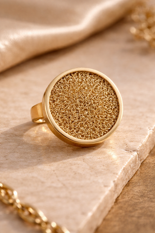 Anel circular dourado