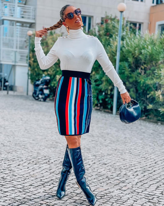 Saia riscas malha 🧶