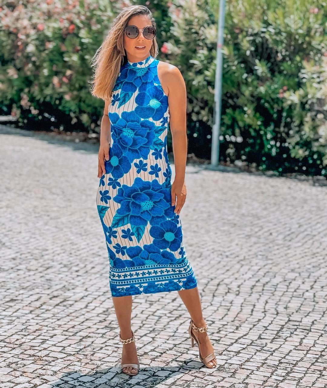 Midi Dress flower blue