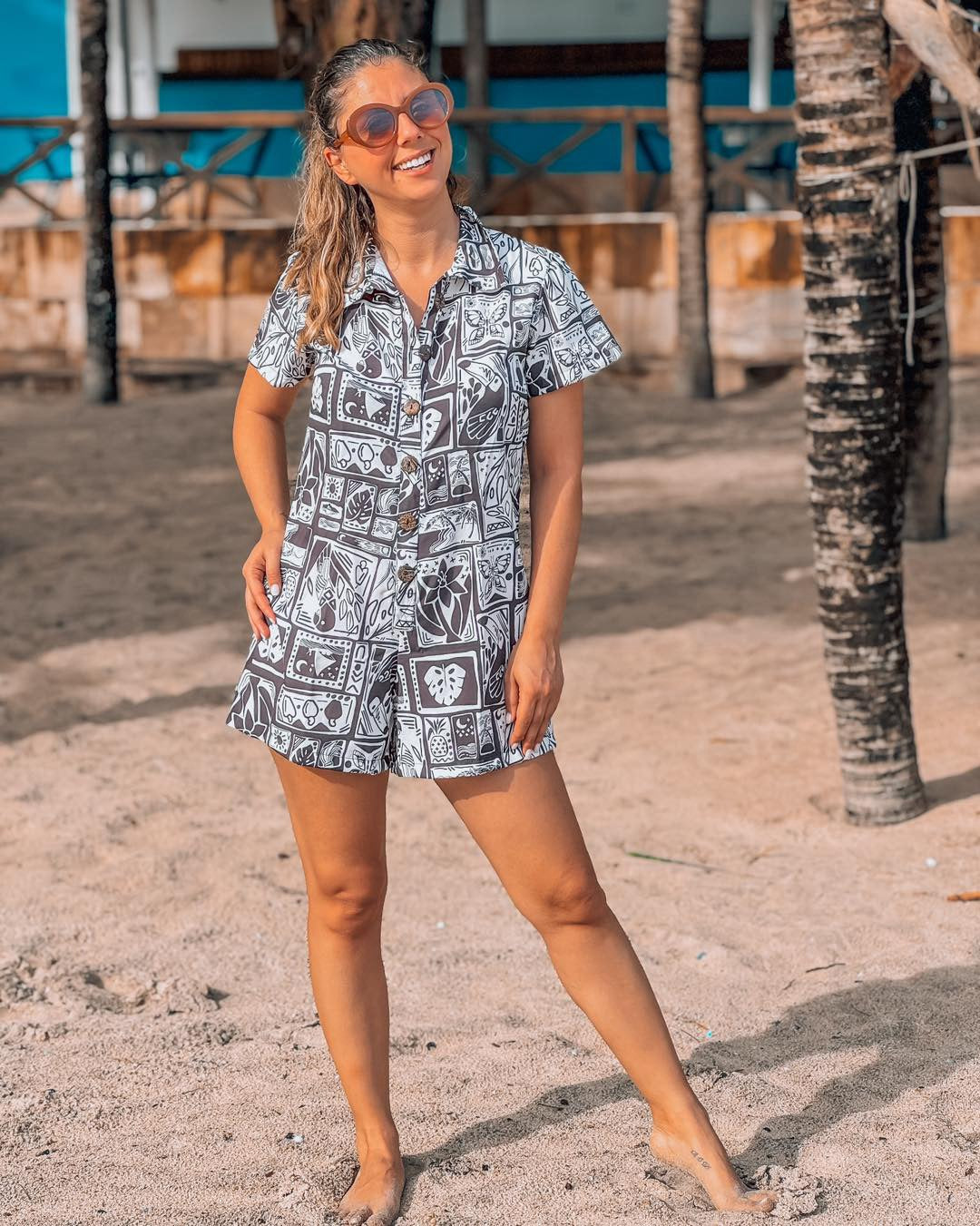 Mini jumpsuit short sleeve