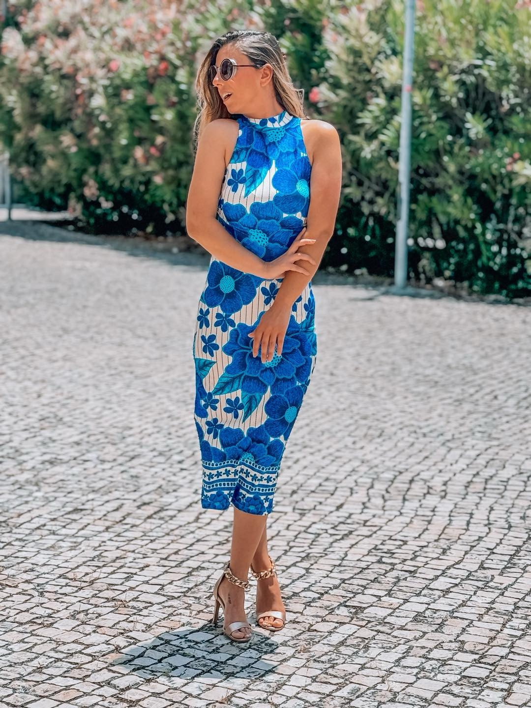 Midi Dress flower blue