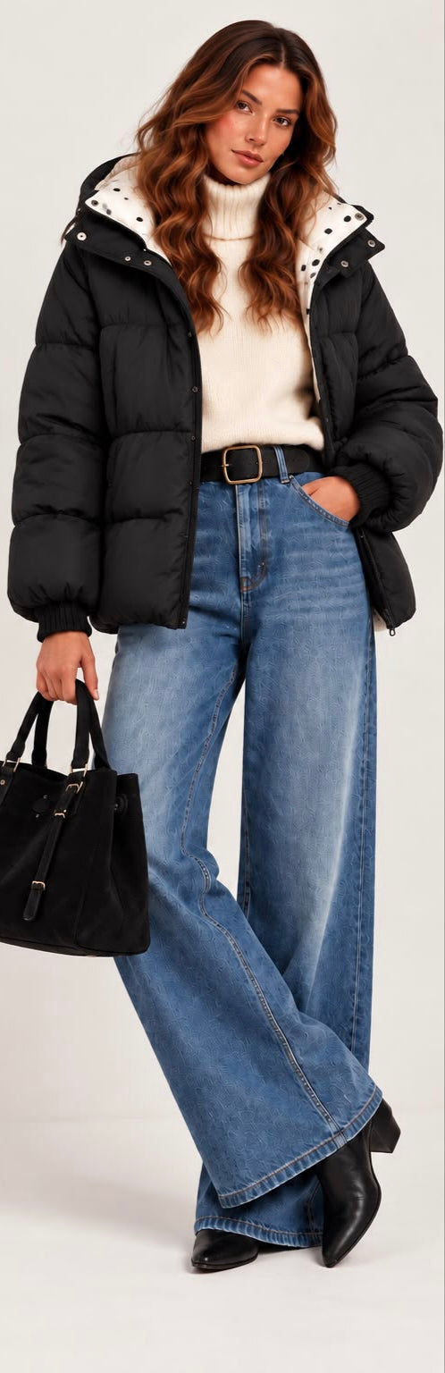 Puffer jacket bolas reversível